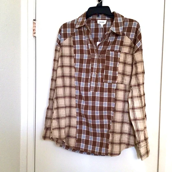 NWT Heyson Brown Plaid Tunic - Picture 3 of 6